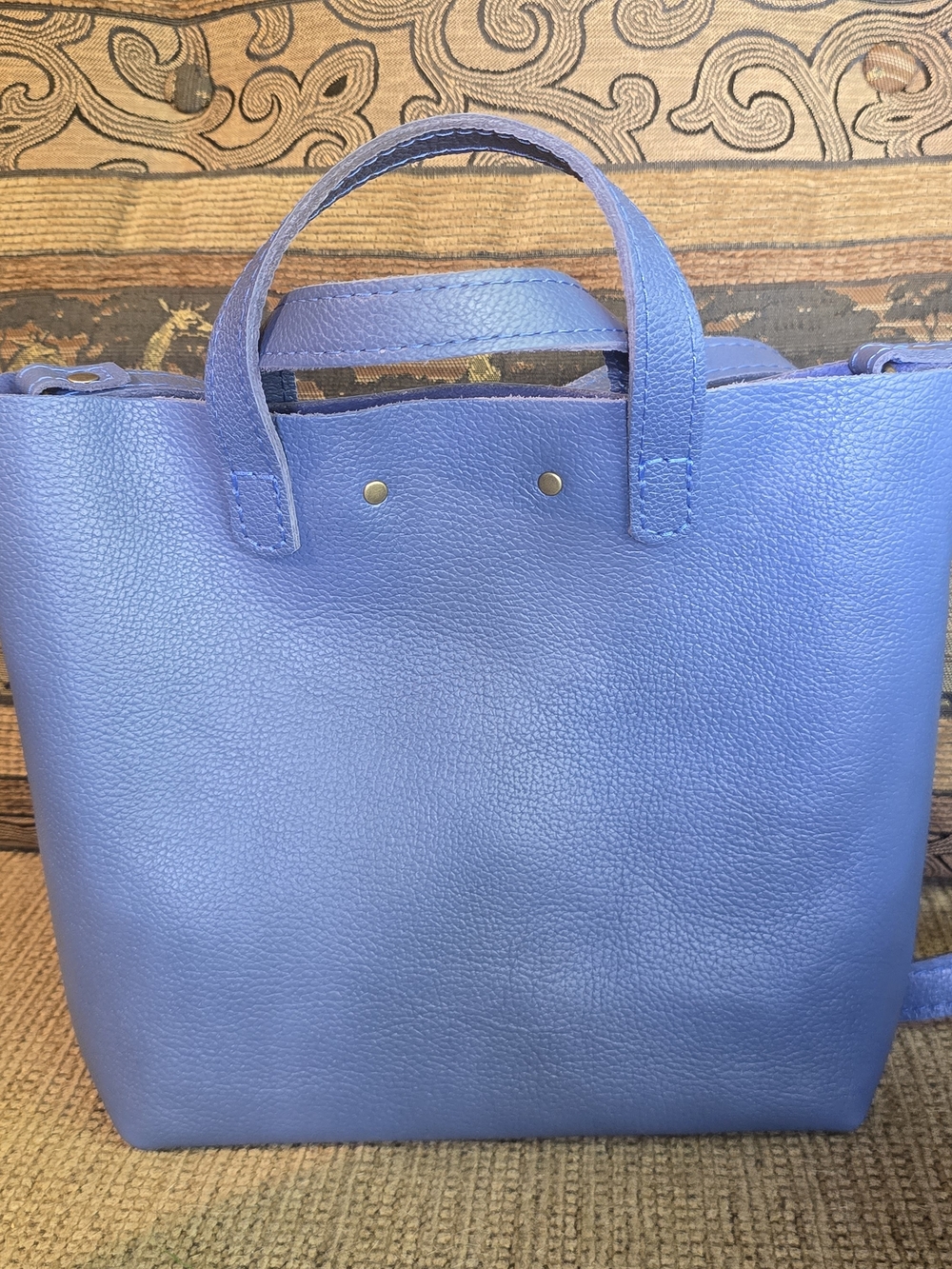 PLG Indigo Blue Leather Mini Crossbody Tote - Picture 3 of 6